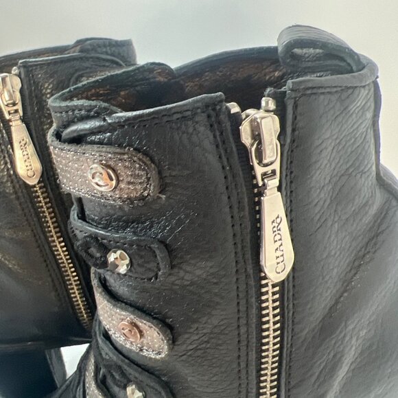 Cuadra Women Western Boots Black Leather Ankle Booties Size MEX25.5 US7.5 - Picture 6 of 13